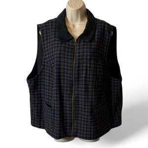 Vintage Wool Blend Plaid Vest
